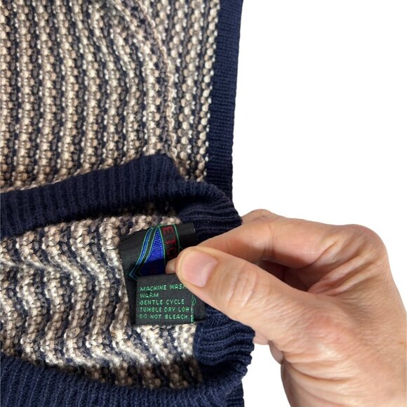 Vintage Etchings IC Tight Knit Sweater V-Neck Men’s XL Neutral Cotton Ramie blen - Picture 4 of 10